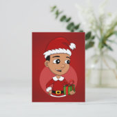 Cute Hispanic Kerstboy cartoon Feestdagenkaart (Staand voorkant)