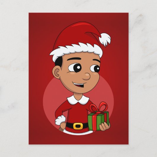 Cute Hispanic Kerstboy cartoon Feestdagenkaart (Voorkant)