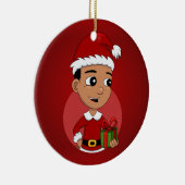 Cute Hispanic Kerstboy cartoon Keramisch Ornament (Rechts)