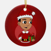 Cute Hispanic Kerstboy cartoon Keramisch Ornament (Voorkant)