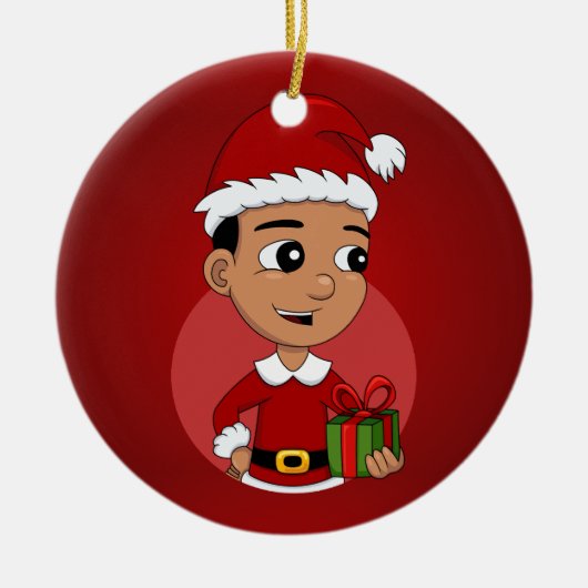 Cute Hispanic Kerstboy cartoon Keramisch Ornament (Voorkant)