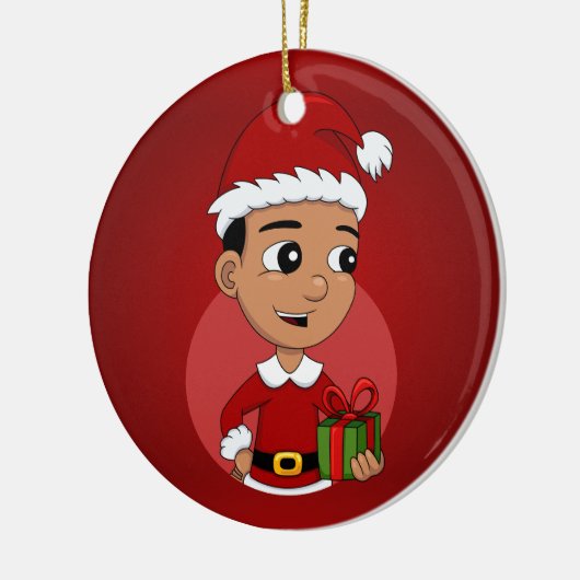 Cute Hispanic Kerstboy cartoon Keramisch Ornament (Links)