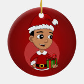 Cute Hispanic Kerstboy cartoon Keramisch Ornament (Achterkant)