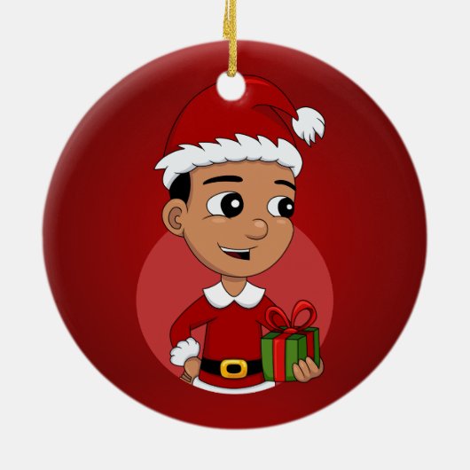 Cute Hispanic Kerstboy cartoon Keramisch Ornament (Achterkant)