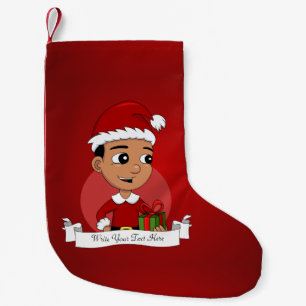 Cute Hispanic Kerstboy cartoon Kleine Kerstsok