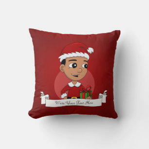 Cute Hispanic Kerstboy cartoon Kussen