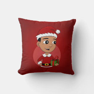 Cute Hispanic Kerstboy cartoon Kussen