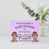 Cute HIspanic Twin Girls Baby Shower Invitations (Debout devant)