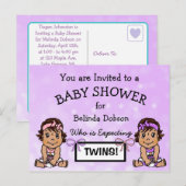 Cute HIspanic Twin Girls Baby Shower Invitations (Devant / Derrière)