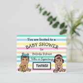 Cute Hispanic Twins Baby Shower Invitations (Debout devant)