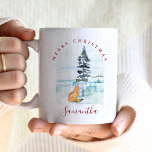 Cute hiver de Noël Café Mugs<br><div class="desc">Ajoutez un charme douillet à votre saison de vacances avec ces tasses à café de Noël, avec un renard d'aquarelle mignon niché dans une scène d'hiver paisible. L'élégante arche "Joyeux Noël" et le texte personnalisé en font l'une des tasses à café les plus uniques, idéale pour le cadeau ou la...</div>