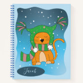 Cute Hiver Ginger Cat Kid Carnet personnalisé (Devant)