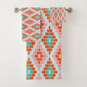 Cute hiver Motif diamant géométrique  rose Turquoi