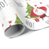 Cute Ho Ho Ho Modern Kerstkerstkerstkerstkerstman Cadeaupapier (Rol Hoek)