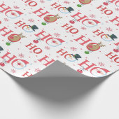 Cute Ho Ho Ho Santa Snowman Reindekerst Cadeaupapier (Hoek)