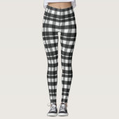 Cute Holiday Black, White Pset Tartan Kerstmis Leggings (Voorkant)