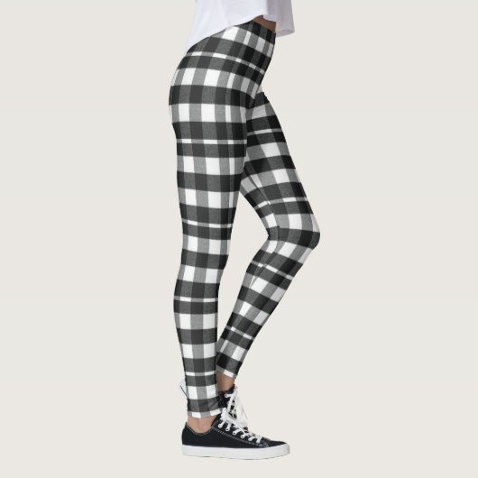 Cute Holiday Black, White Pset Tartan Kerstmis Leggings (Rechts)