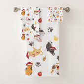 Cute Holiday Cat Pattern Bad Handdoek (Insitu)