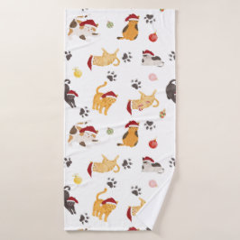 Cute Holiday Cat Pattern Badhanddoek