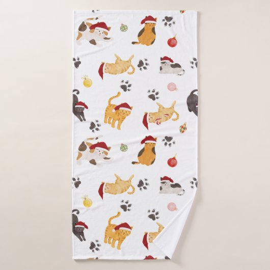 Cute Holiday Cat Pattern Badhanddoek (Badhanddoek)