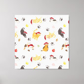 Cute Holiday Cat Pattern Canvas Afdruk (Voorkant)
