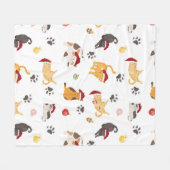 Cute Holiday Cat Pattern Fleece Deken (Voorkant (Horizontaal))