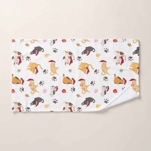 Cute Holiday Cat Pattern Handdoek (Handdoek)