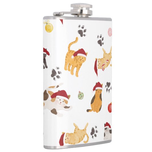 Cute Holiday Cat Pattern Heupfles (Rechts)