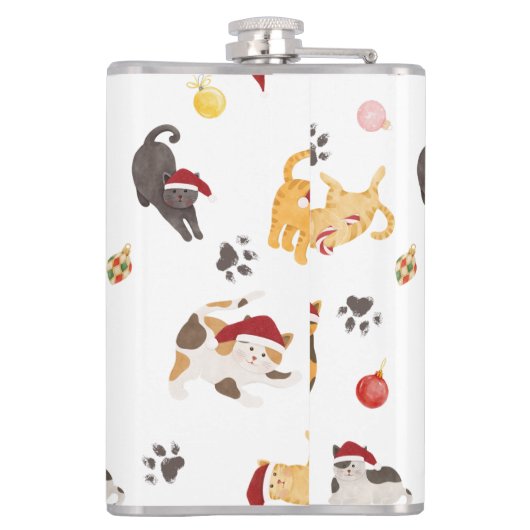 Cute Holiday Cat Pattern Heupfles (Achterkant)