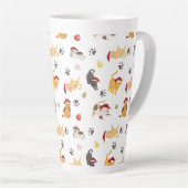 Cute Holiday Cat Pattern Latte Mok (Rechterhoek)