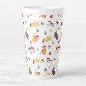 Cute Holiday Cat Pattern Latte Mok (Voorkant)