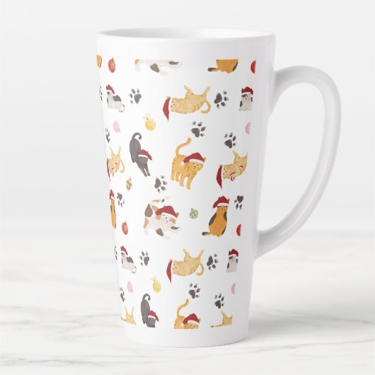Cute Holiday Cat Pattern Latte Mok (Rechts)