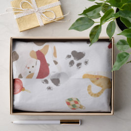 Cute Holiday Cat Pattern Tissuepapier