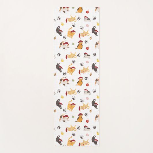 Cute Holiday Cat Pattern Yogamat (Voorkant)