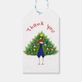 Cute Holiday Christmas Tree Peacock Thank You Cadeaulabel (Voorkant)