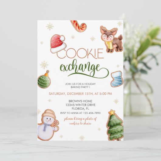 Cute Holiday Cookie Exchange Invitation (Debout devant)