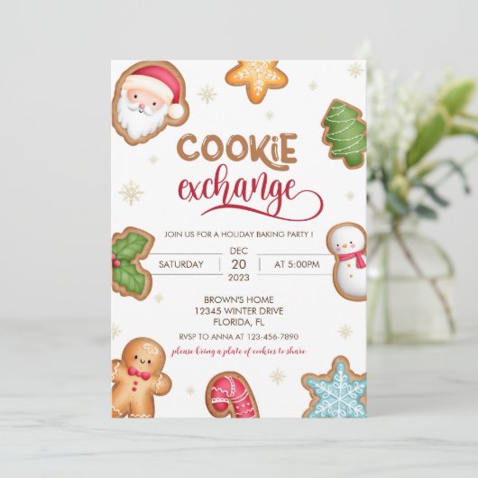 Cute Holiday Cookie Exchange Invitation (Debout devant)