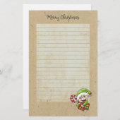 Cute Holiday Elf met Candy Cane Merry Kerstmis Briefpapier (Voorkant / Achterkant)