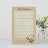 Cute Holiday Elf met Candy Cane Merry Kerstmis Briefpapier (Staand voorkant)