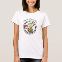 Cute Holiday Elf met Candy Cane Merry Kerstmis