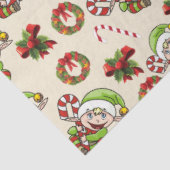 Cute Holiday Elf met decoratieve kerstDesign Tissuepapier (Detail)