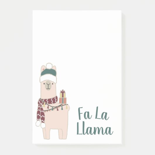 Cute Holiday Fa La Llama-ontwerp Post-it® Notes (Voorkant)