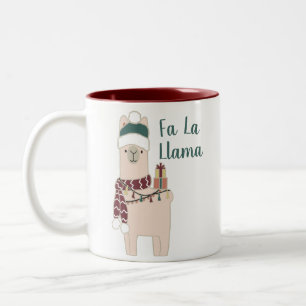 Cute Holiday Fa La llama-ontwerp Tweekleurige Koffiemok