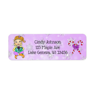 Cute Holiday Kerstmis Elf en Candy Canes Etiket