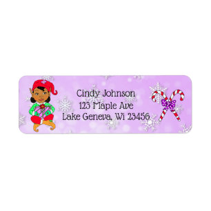 Cute Holiday Kerstmis Elf en Candy Canes Etiket