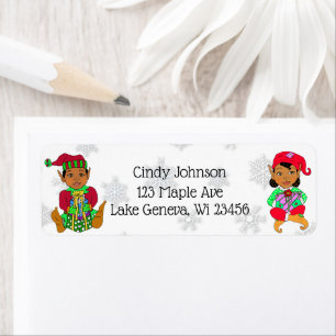Cute Holiday Kerstmis Elf en Candy Canes Etiket