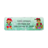 Cute Holiday Kerstmis Elf en Candy Canes Etiket (Voorkant)