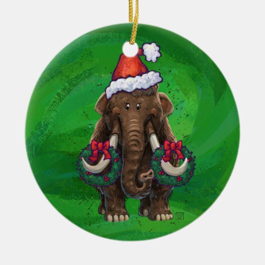 Cute Holiday Mastodon Ceramic Ornament (Voorkant)
