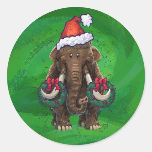 Cute Holiday Mastodon Classic Round Sticker (Voorkant)