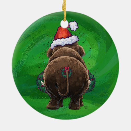 Cute Holiday Mastodon Keramisch Ornament (Achterkant)
